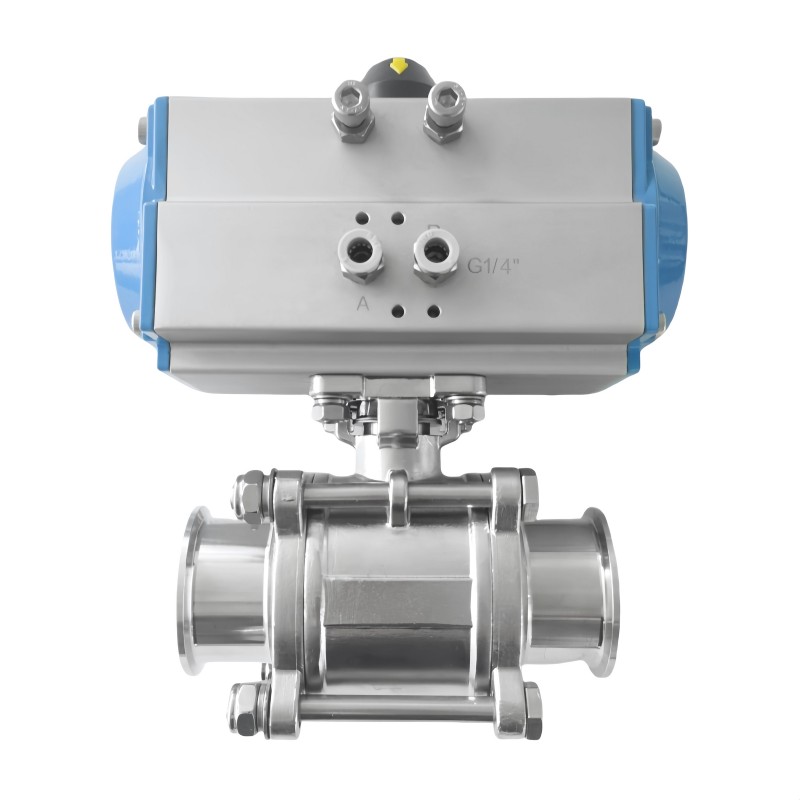 Sanitary Pneumatic 3pcs Full Bore Ball Valve