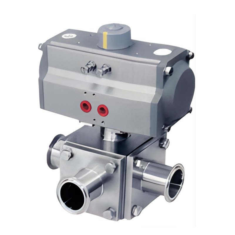 Sanitary Pneumatic Square Three Way Ball Valve